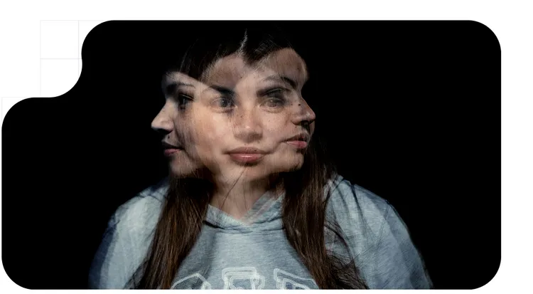 Woman with head in different positions to get scanned for a deepfake
