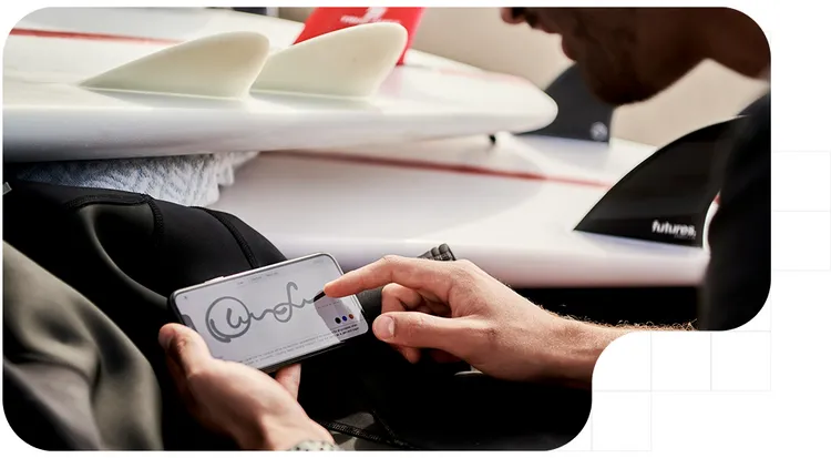 Person signing in his phone