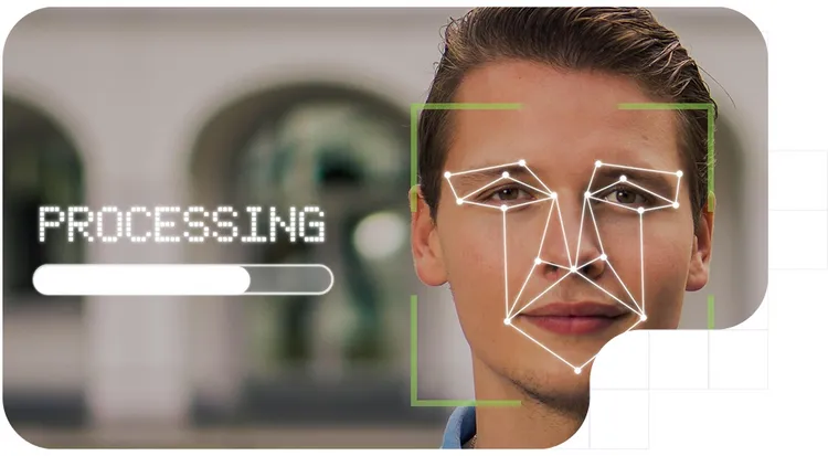 Facial recognition for digital identity verification with biometric analysis in progress.